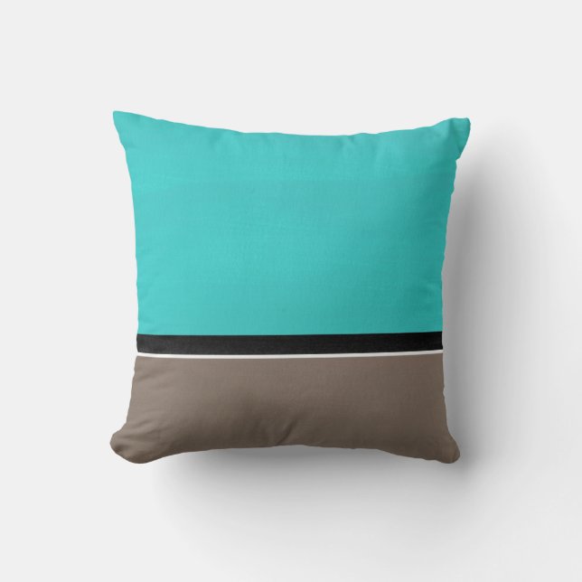 Coussin Taupe Turquoise moderne (Recto)