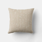 Coussin Taupe Wildflower Line Art Floral Throw Pillow (Verso)