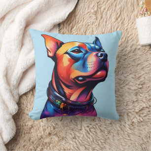 Coussin Taureau coloré Terrier Conception Cyberpunk,