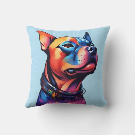 Coussin Taureau coloré Terrier Conception Cyberpunk, (Verso)