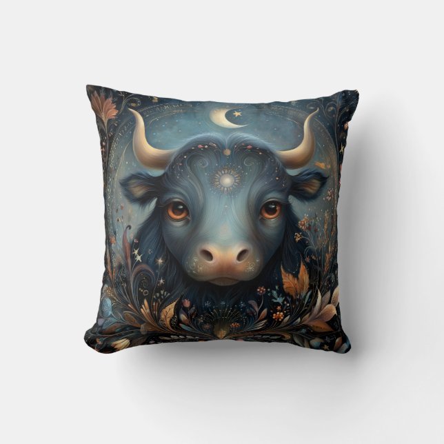 Coussin Taureau Zodiaque Astrologie Céleste Anniversaire (Recto)
