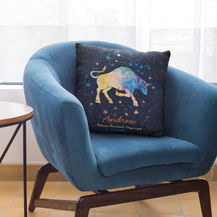 Coussin Taurus Constellation Zodiaque Aquarelle Star Galax