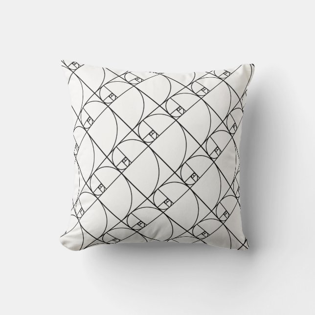 Coussin Taux d'or de Fibonacci - art mathématique unique (Recto)