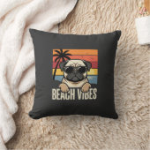 Coussin Tchiens de Pug ambiance de plage Coucher de soleil (Couverture)
