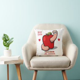 Coussin Teacher Appréciation Worm in Apple Ajouter un nom