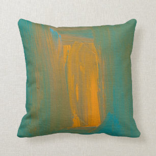 Coussin Teal au carreau orange