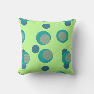 Coussin Teal, Taupe, Cercles vintage Navy sur Lime