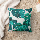 Coussin Teal Tropical Monstera Leaf Seamless Pattern Art (Couverture)