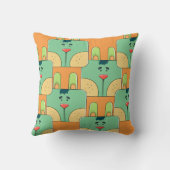 Coussin Team Bunny Face - Vert et Orange (Verso)