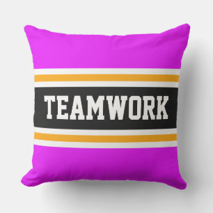 Coussin TEAMWORK Tropical Pink Black White Racing Stripes