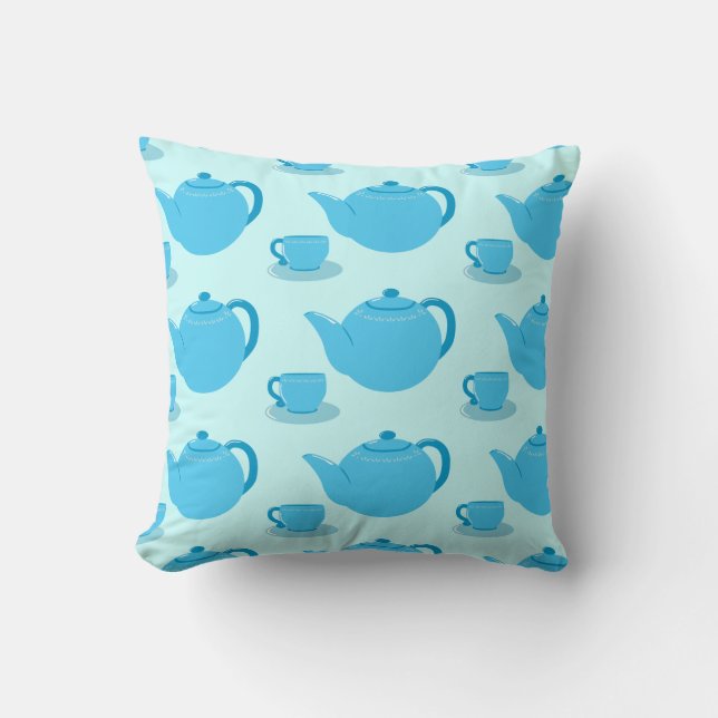 Coussin Teapot bleu classique (Recto)