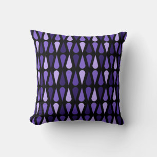 Coussin Teardrops du milieu du siècle rétro Indigo noir