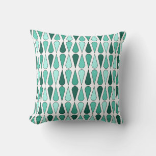 Coussin Teardrops du milieu du siècle rétro Turquoise