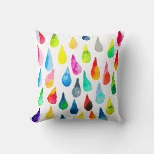 Coussin Teardrops watercolor colorful whimsical