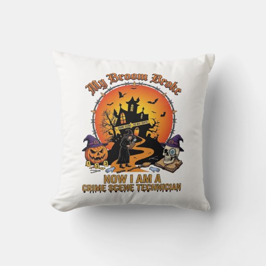 Coussin Technicien de scène de crime Balai Cassé Sorcière (Recto)