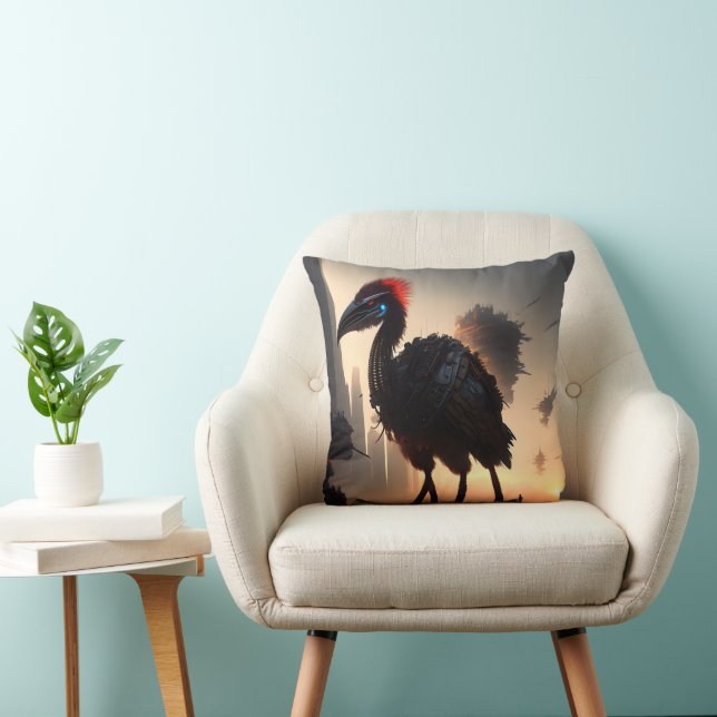 Coussin "Techno-Feathers : Le robot futuriste Emu" (Chaise)