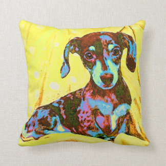 Coussin teckel jaune d'art de bruit