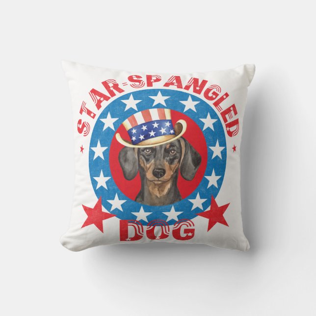 Coussin Teckel patriotique (Recto)