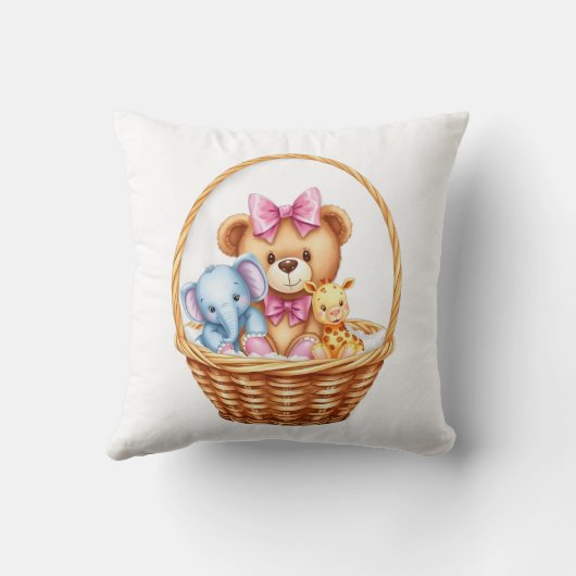 Coussin Teddy & amis dans un panier (Verso)