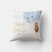 Coussin Teddy Bear Blue Balloons Baby Boy Stats de naissan (Verso)