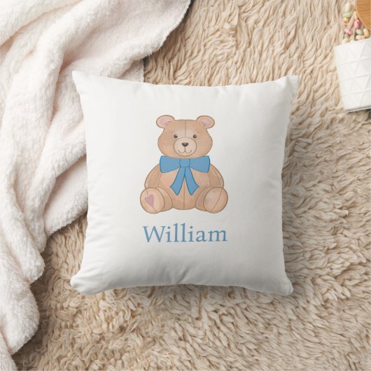 Coussin Teddy Bear Blue Bow Nursery (Couverture)