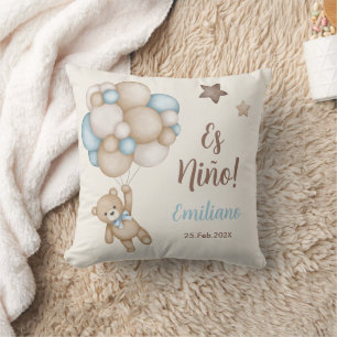 Coussin Teddy Bear Espagnol Baby shower garçon