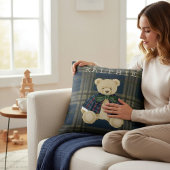 Coussin Teddy Bear Plaid Nursery Decor Throw Pillow