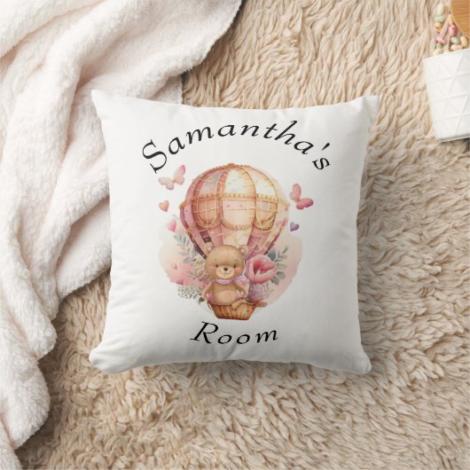 Coussin Teddy Bear Rose Hot Air Balloon Baby shower lancer (Couverture)