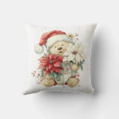 Coussin Teddy bear Santa Claus with Christmas flowers (Verso)