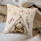 Coussin Teddy bear teepee beige brun étoiles boho pépinièr