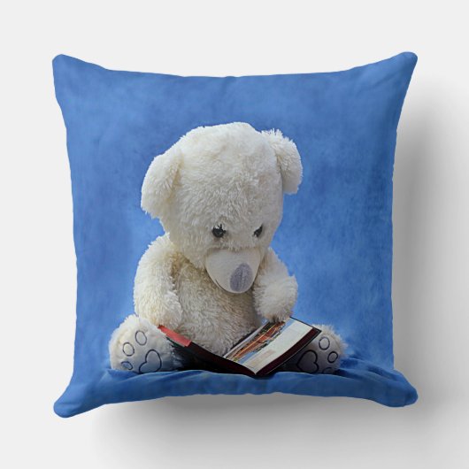 Coussin Teddy Bear Time to Read Blue Stuffed Animal, ZKOA (Verso)