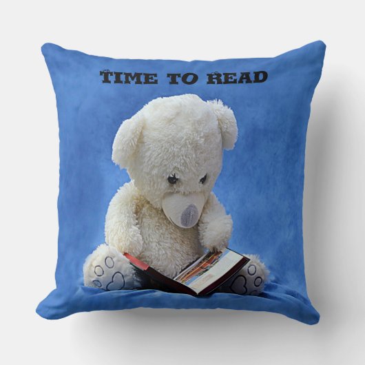 Coussin Teddy Bear Time to Read Blue Stuffed Animal, ZKOA (Recto)