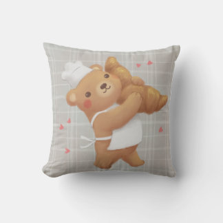 Coussin Teddy le Baker avec Croissant