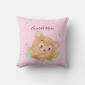 Coussin Teddy Ours rose thème bébé fille douche cadeau cad (Recto)