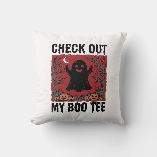 Coussin Tee drôle de fantôme boo Halloween conception de v (Recto)