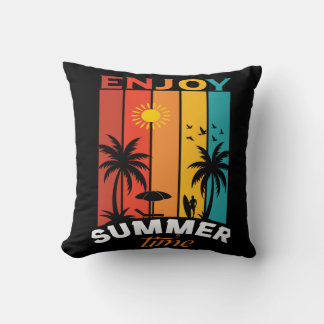 Coussin Tee rétro de plage Profitez de l'été