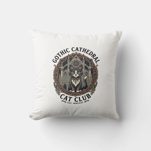 Coussin Tee shirt graphique de chat de cathédrale gothique (Recto)