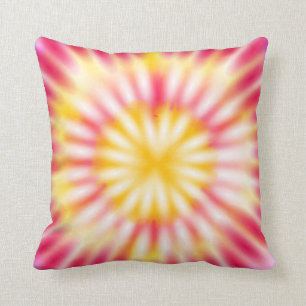 Coussin Tee teint rose jaune blanc