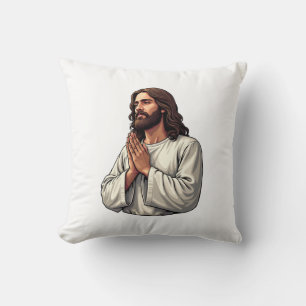 Coussin Tee vintage gravure mains priantes Jésus 2
