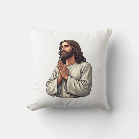 Coussin Tee vintage gravure mains priantes Jésus 2 (Recto)