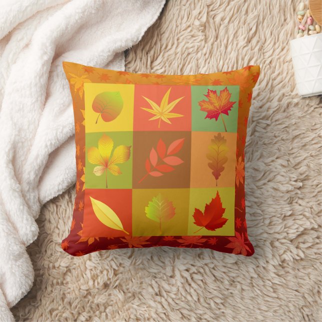 Coussin Teintes de feuilles d'érable en automne (Couverture)
