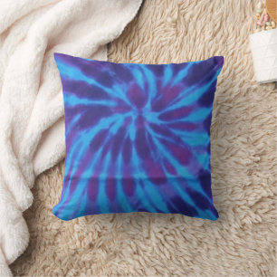 Coussin Teinture Bleu Turquoise violet coloré Motif Hippie