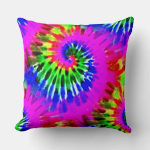 Coussin Teinture Tie-Dye Violette Et Verte