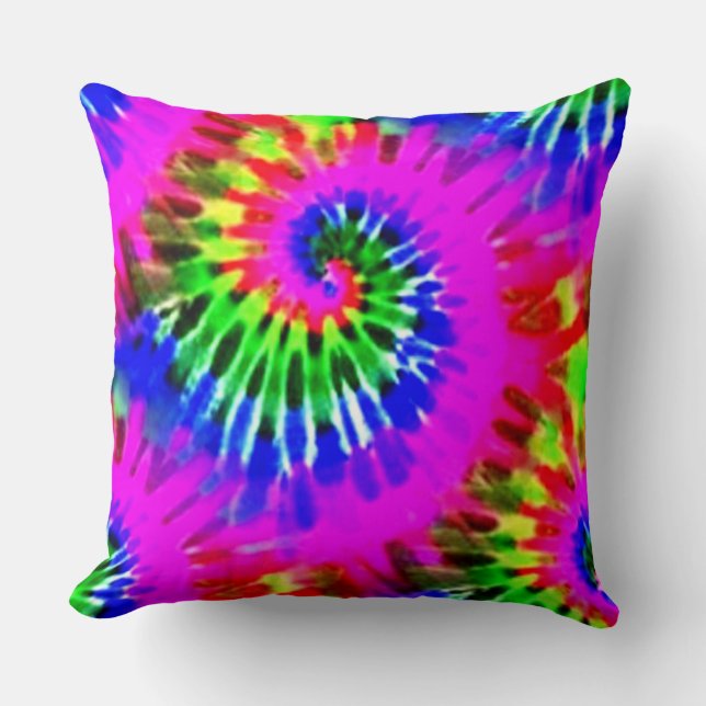 Coussin Teinture Tie-Dye Violette Et Verte (Recto)