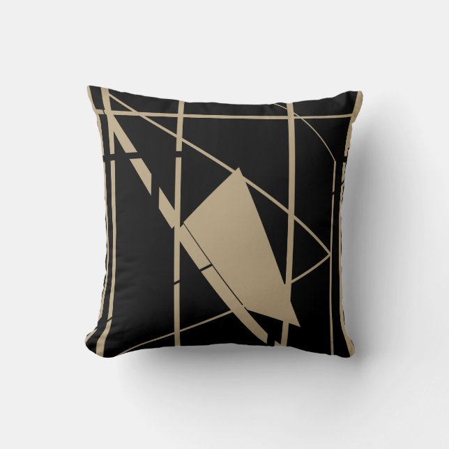 Coussin Téléphérique Taupe sur l'Art Abstrait noir MCM Loo (Recto)