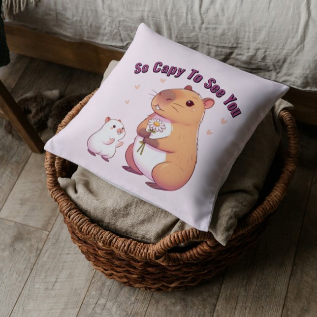 Coussin Tellement Capy De Vous Voir – Capybara Mignon Art  (Créateur téléchargé)