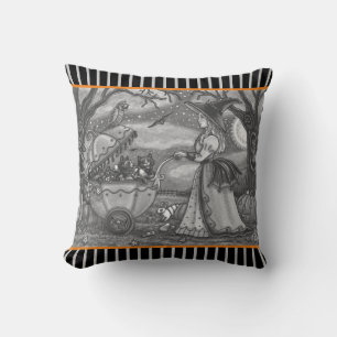 COUSSIN TÉMOIN, CHAT NOIR BÉBÉ BUGGY HALLOWEEN JETER PILLO