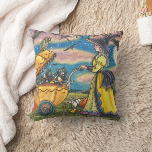 COUSSIN TÉMOIN, CHAT NOIR BÉBÉ BUGGY HALLOWEEN JETER PILLO (Couverture)