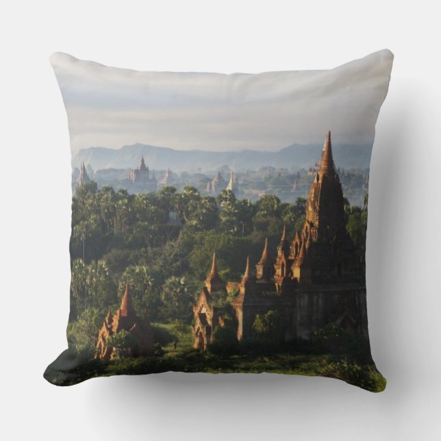 Coussin Temples au lever du soleil, Bagan, Myanmar (Recto)