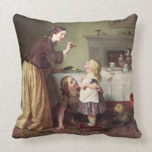 Coussin Temps de petit déjeuner - jeux de matin (huile su